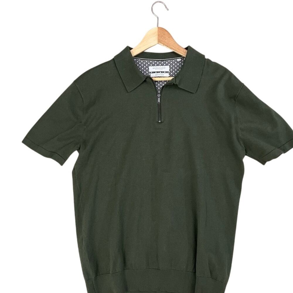 Denim & Flower Ricky Singh Quarter Zip Top Polo Short Sleeve Cotton‎ Blend Men M